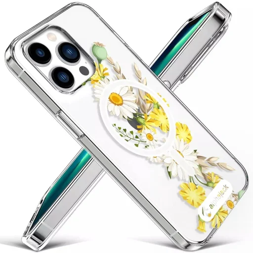 iPhone 14 Pro MagSafe kompatibilis tok virágmintával TPU+PC IMD03 Alphajack - 2