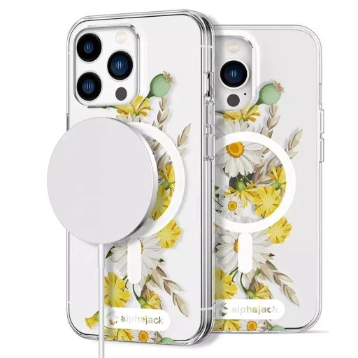 iPhone 14 Pro MagSafe kompatibilis tok virágmintával TPU+PC IMD03 Alphajack - 1