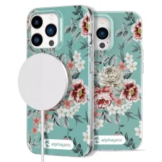 iPhone 14 Pro Max MagSafe kompatibilis tok virágmintával TPU+PC IMD04 Alphajack