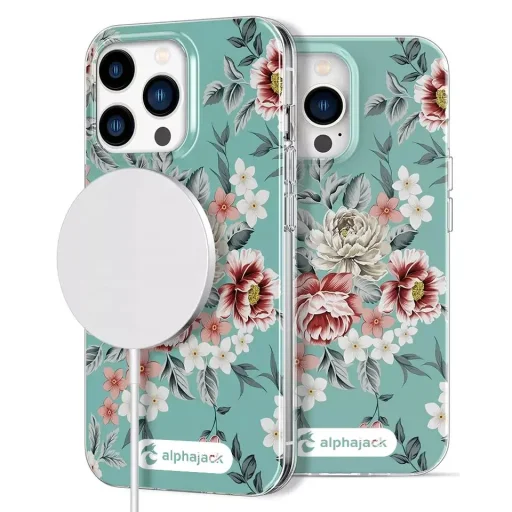 iPhone 14 Pro MagSafe kompatibilis tok virágmintával TPU+PC IMD04 Alphajack - 2