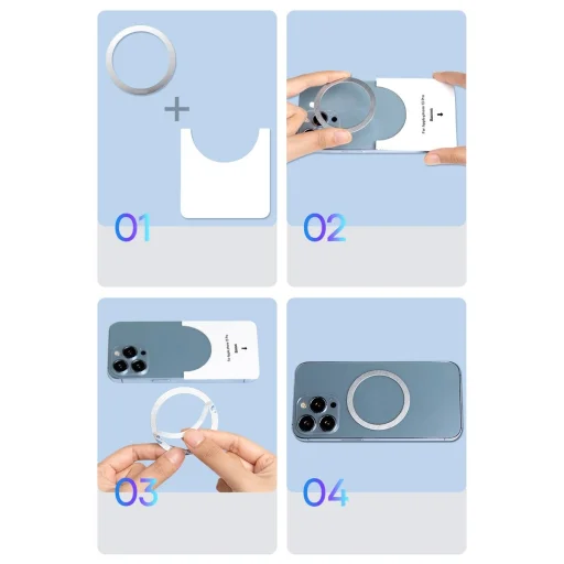 Baseus Halo 2db  mágneses gyűrű ezüst (PCCH000012) - 13