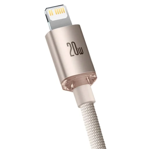 Baseus Crystal Shine USB Type C - Lightning gyorstöltő kábel 20W 2m rózsaszín (CAJY001404) - 3
