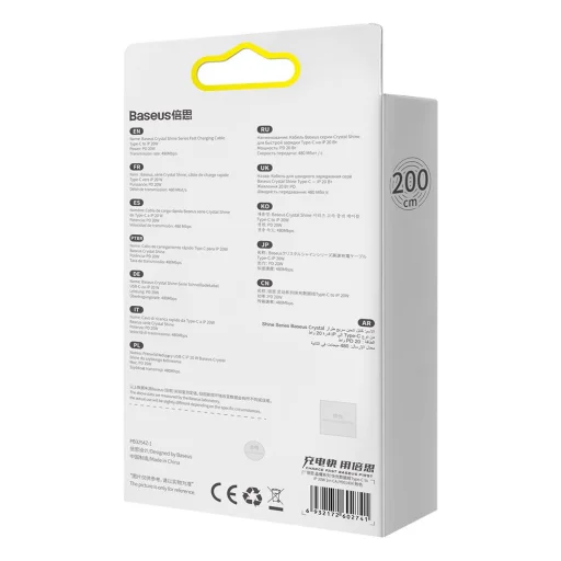 Baseus Crystal Shine USB Type C - Lightning gyorstöltő kábel 20W 2m rózsaszín (CAJY001404) - 6