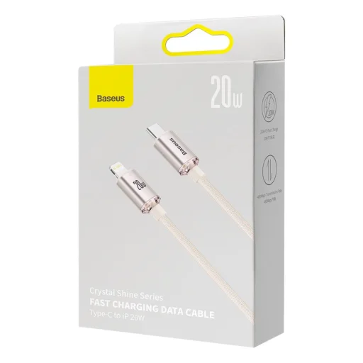 Baseus Crystal Shine USB Type C - Lightning gyorstöltő kábel 20W 2m rózsaszín (CAJY001404) - 7