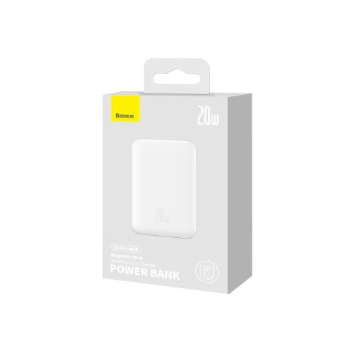 Baseus Magnetic Mini gyorstöltős power bank 10000mAh 20W + Type-C - Type-C kábel 60W (20V / 3A) 0.5m fehér (PPCX030002) - 17