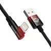 Baseus MVP 2 90 fokban döntött gyorstöltős adatkábel USB -Lightning 2.4A 1m fekete/piros (CAVP000020) thumbnail