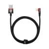 Baseus MVP 2 90 fokban döntött gyorstöltős adatkábel USB -Lightning 2.4A 1m fekete/piros (CAVP000020) thumbnail