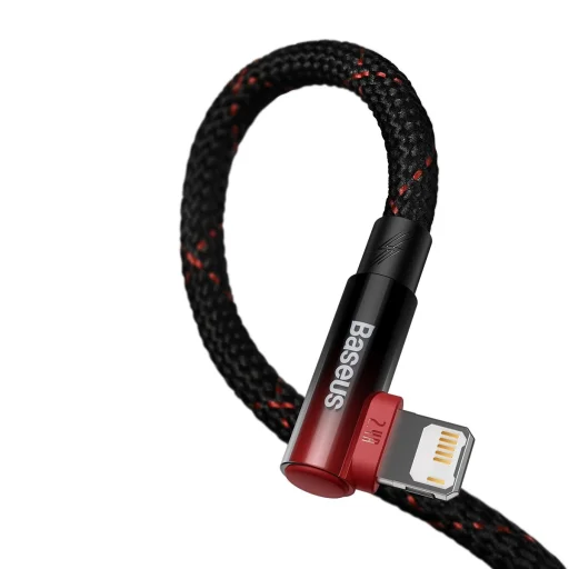 Baseus MVP 2 90 fokban döntött gyorstöltős adatkábel USB -Lightning 2.4A 1m fekete/piros (CAVP000020) - 3