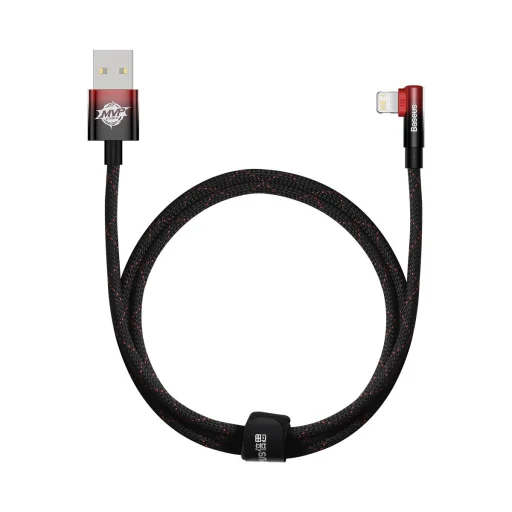 Baseus MVP 2 90 fokban döntött gyorstöltős adatkábel USB -Lightning 2.4A 1m fekete/piros (CAVP000020) - 1