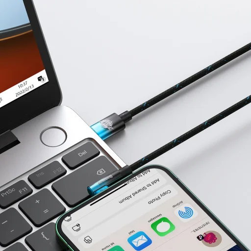 Baseus MVP 2 90 fokban döntött kábel Type C / Lightning 2m 20W kék (CAVP000321) - 3