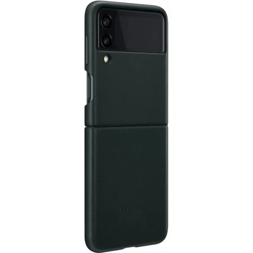 Samsung Galaxy Z Flip 3 5G Leather Cover, Gyári Bőr Tok, zöld - 2