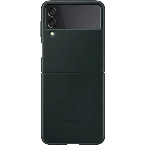 Samsung Galaxy Z Flip 3 5G Leather Cover, Gyári Bőr Tok, zöld - 1