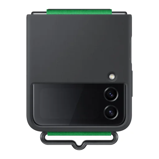 Samsung Galaxy Z Flip 4 Silicone Cover with Strap, gyári szilikon tok szíjjal, fekete, EF-GF721TBEGWW - 5