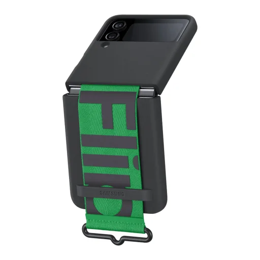 Samsung Galaxy Z Flip 4 Silicone Cover with Strap, gyári szilikon tok szíjjal, fekete, EF-GF721TBEGWW - 2
