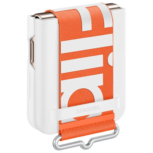 Samsung Galaxy Z Flip 4 Silicone Cover with Strap, gyári szilikon tok szíjjal, fehér, EF-GF721TWEGWW - 3
