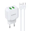 Kaku Qiyuan hálózati töltő adapter 2xUSB 10W 2.4 A + USB-Type C kábel fehér thumbnail