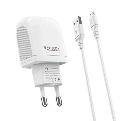 Kaku Xuansu hálózati töltő adapter 2xUSB 2.4A + USB-microUSB kábel fehér - 4