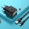 Kaku Xuansu hálózati töltő adapter 2xUSB 2.4A + USB-microUSB kábel fekete thumbnail