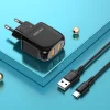 Kaku Xuansu hálózati töltő adapter 2xUSB 2.4A + USB-Type C kábel fekete thumbnail