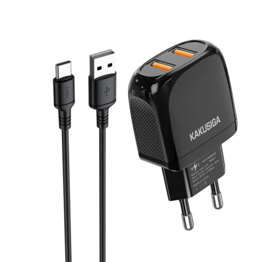 Kaku Xuansu hálózati töltő adapter 2xUSB 2.4A + USB-Type C kábel fekete - 2