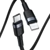 Baseus Cafule Nylon harisnyázott USB-Type C PD/ Lightning kábel 18W QC3.0 1m fekete/szürke(CATLKLF-G1) thumbnail