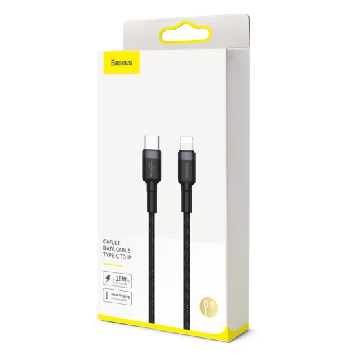 Baseus Cafule Nylon harisnyázott USB-Type C PD/ Lightning kábel 18W QC3.0 1m fekete/szürke(CATLKLF-G1) - 10