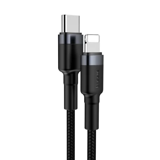 Baseus Cafule Nylon harisnyázott USB-Type C PD/ Lightning kábel 18W QC3.0 1m fekete/szürke(CATLKLF-G1) - 5