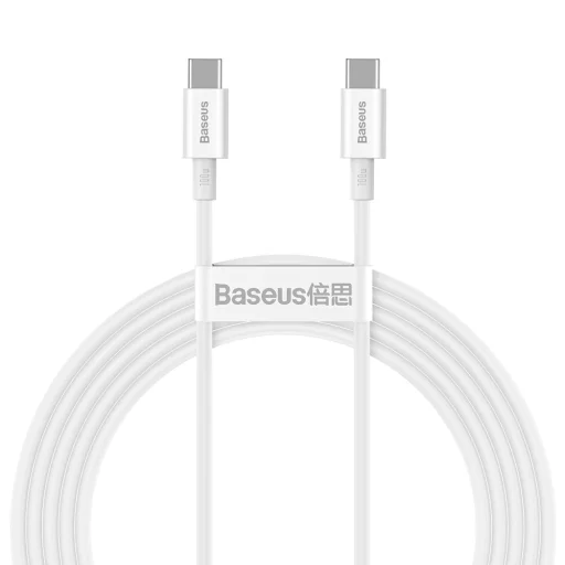 Baseus Superior USB Type-C - USB Type-C kábel Quick Charge / Power Delivery / FCP 100W 5A 20V 2m fehér (CATYS-C02) - 1