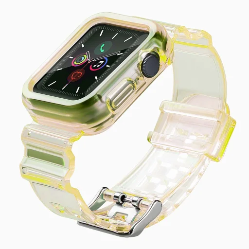 Apple Watch 4/5/6/SE 44mm Strap Light óraszíj és tok sárga - 2