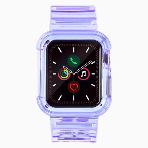 Apple Watch 4/5/6/SE 42mm Strap Light óraszíj és tok lila - 7