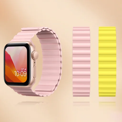 Apple Watch 4/5/6/7/8/SE (38/40/41mm) Kingxbar mágneses óraszíj piros - 4