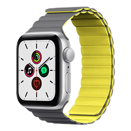 Apple Watch 4/5/6/7/8/SE (38/40/41mm) Kingxbar mágneses óraszíj szürke-sárga - 7