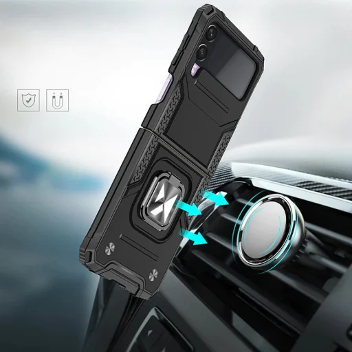 Samsung Galaxy Z Flip 3 Wozinsky Ring Armor Case Kickstand telefontok fekete - 6