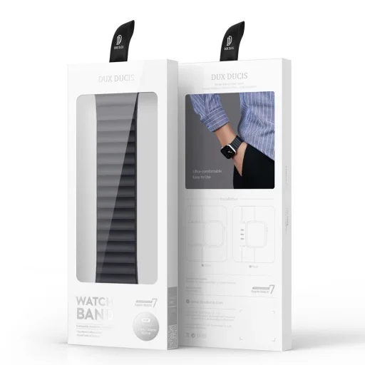 Apple Watch Ultra (49mm) Dux Ducis mágneses óraszíj fekete/narancs - 11