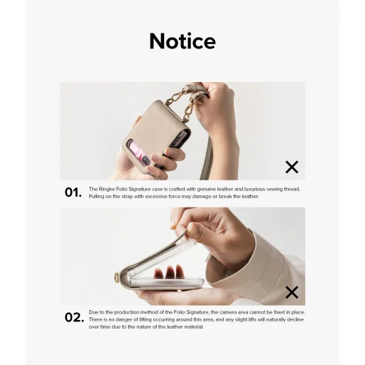 Samsung Galaxy Z Flip 3 Ringke Folio Signature valódi bőr tok vállpánttal fekete (FS116R55) telefontok - 2