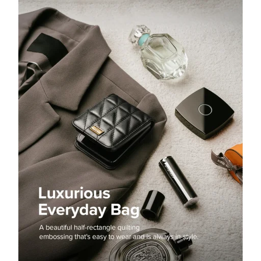 Samsung Galaxy Z Flip 3 Ringke Folio Signature valódi bőr tok vállpánttal fekete (FS116R55) telefontok - 9