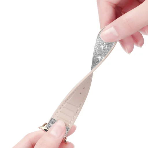 Apple Watch 4/5/6/7/8/SE/Ultra (42/44/45/49mm) Dux Ducis band 7 csillogó óraszíj fehér - 2