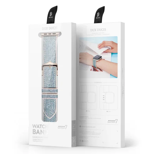 Apple Watch 2/3/4/5/6/7/SE (41/40/38mm) Dux Ducis band 7 csillogó óraszíj kék - 10