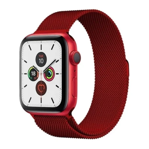 Apple Watch 7/8 45mm rozsdamentes acél mágneses óraszíj piros - 12