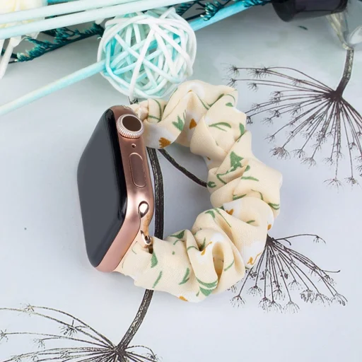 Apple Watch 2/3/4/5/6/7/8/9/SE (42/44/45mm) Fabric gumis óraszíj sárga - 3