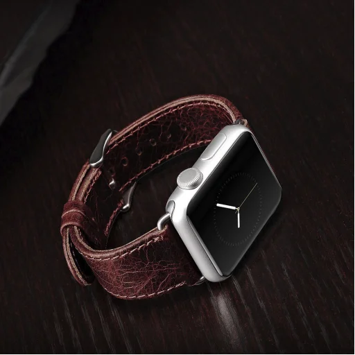 Apple Watch Watch 8/7/6/5/4/3/2/SE (41/40/38mm) iCarer valódi bőr óraszíj piros (RIW103-WI) - 6