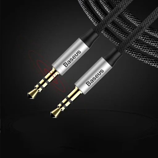 Baseus Yiven M30 sztereó AUX audiokábel 3.5mm mini jack 1.5m ezüst-fekete (CAM30-CS1) - 9