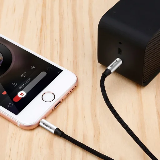 Baseus Yiven M30 sztereó AUX audiokábel 3.5mm mini jack 1.5m ezüst-fekete (CAM30-CS1) - 17