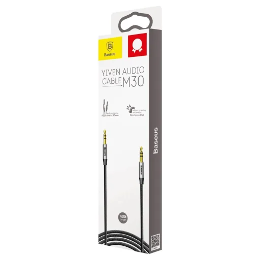 Baseus Yiven M30 sztereó AUX audiokábel 3.5mm mini jack 1.5m ezüst-fekete (CAM30-CS1) - 2