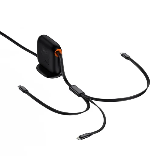 Baseus Traction behúzható 3 az 1-ben gyorstöltő kábel Type-C – Type C, microUSB, Lightning 100 W 1,7 m fekete - 8