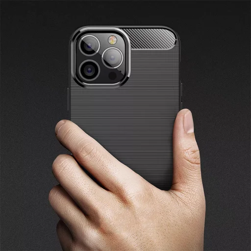 iPhone 15 Plus Carbon szénszál mintájú TPU tok fekete - 6