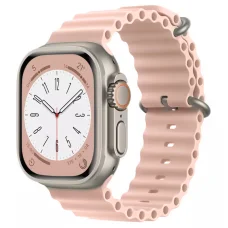 Apple Watch 4/5/6/7/8/SE/Ultra (42/44/45/49mm) óceán szilikon óraszíj rózsaszín homok Alphajack