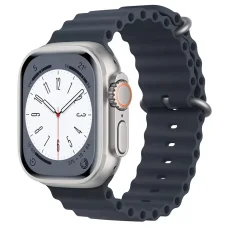 Apple Watch 4/5/6/7/8/SE (38/40/41mm) óceán szilikon óraszíj sötétkék Alphajack