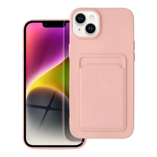 iPhone 14 Plus Card Case Szilikon tok hátlapi kártyatartóval rózsaszín - 1
