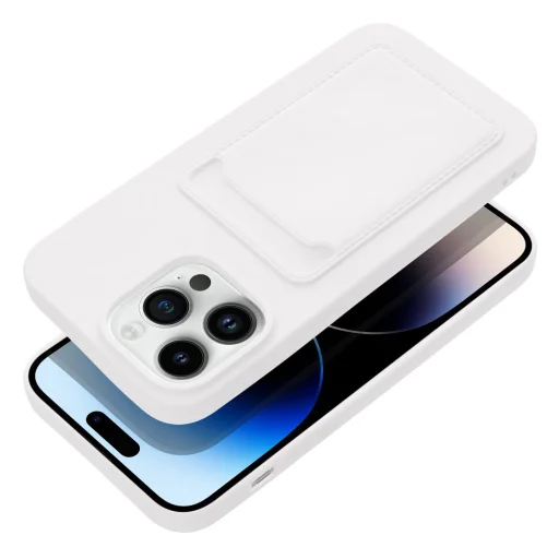 iPhone 14 Pro Max Card Case Szilikon tok hátlapi kártyatartóval fehér - 9